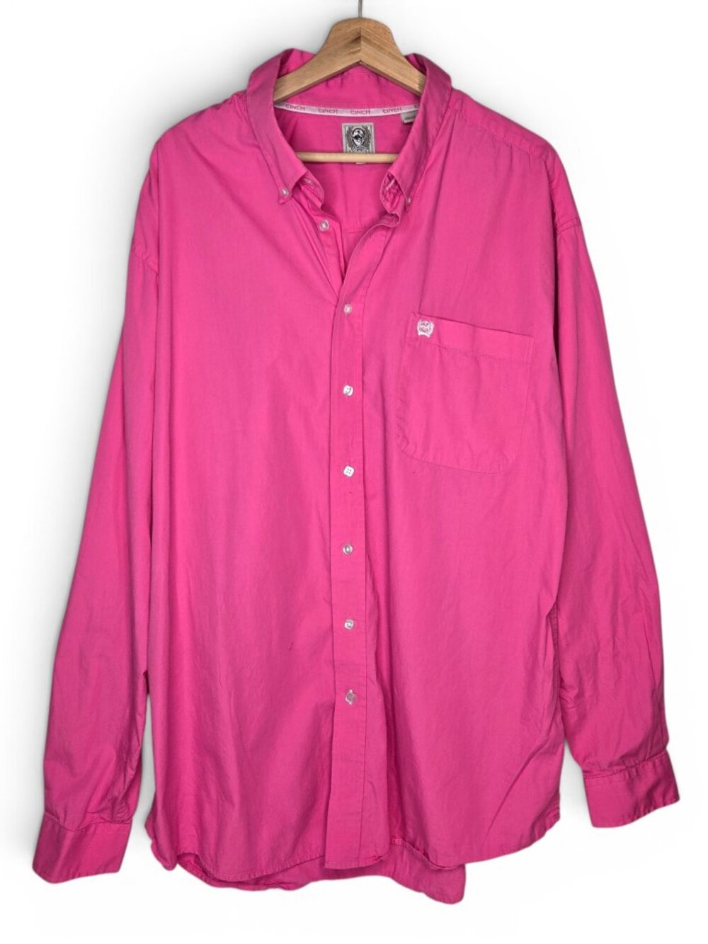 Cinch Pink Western Button Down Shirt‎ Mens Cotton Long Sleeve Square Button XL